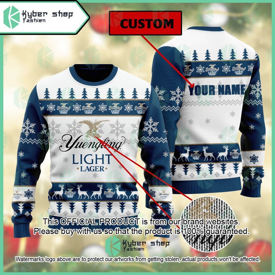 Personalized Yuengling Light Lager Christmas Sweater word1