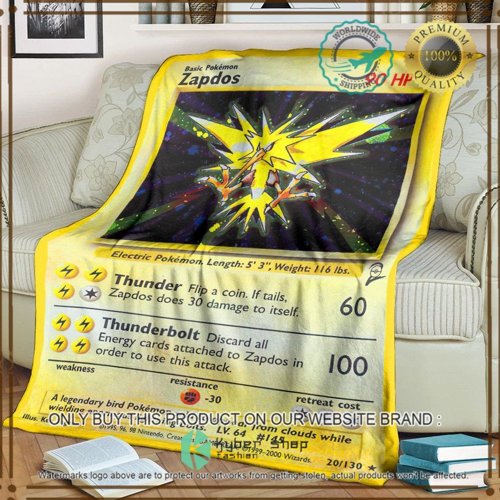 zapdos base set custom pokemon soft blanket 1 78584