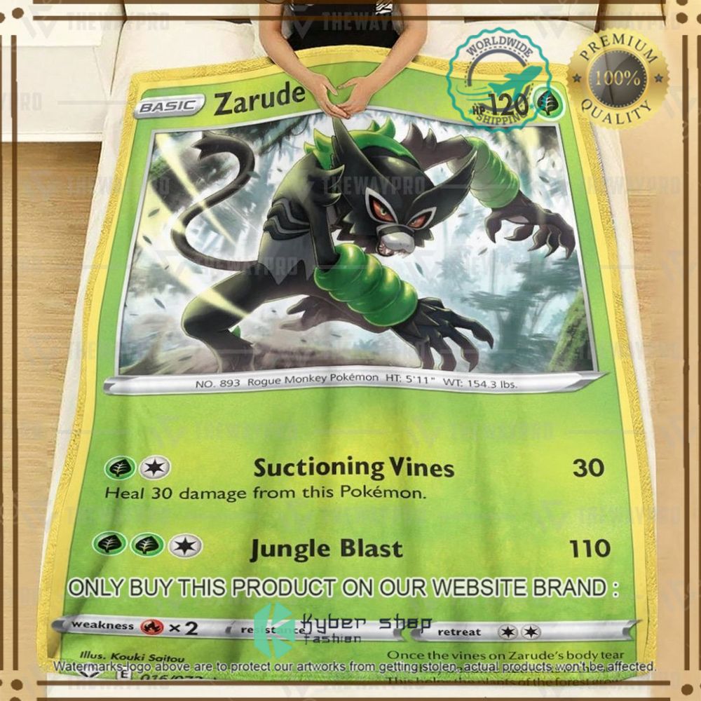 zarude shining fates custom pokemon soft blanket 2 4954