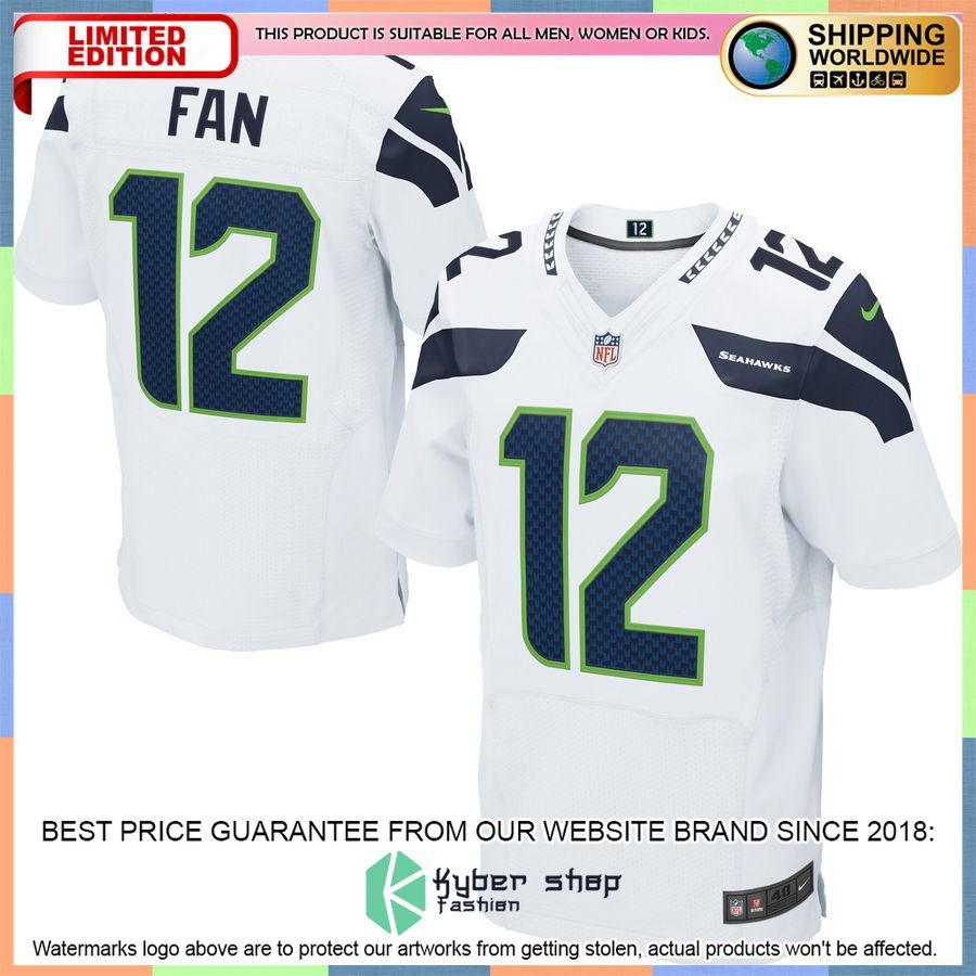 12s Seattle Seahawks Elite White Football Jersey