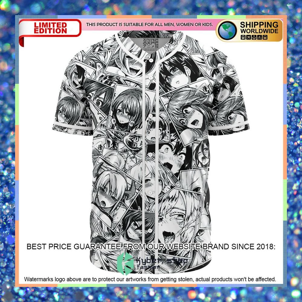 Ahegao Anime Collage Baseball Jersey 4 Ahegao Anime Collage Baseball Jersey word2