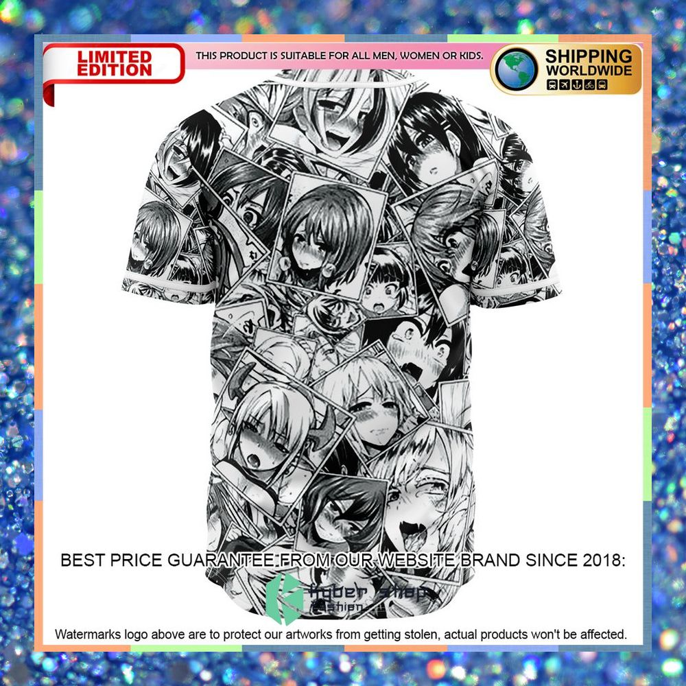 Ahegao Anime Collage Baseball Jersey 6 Ahegao Anime Collage Baseball Jersey word2
