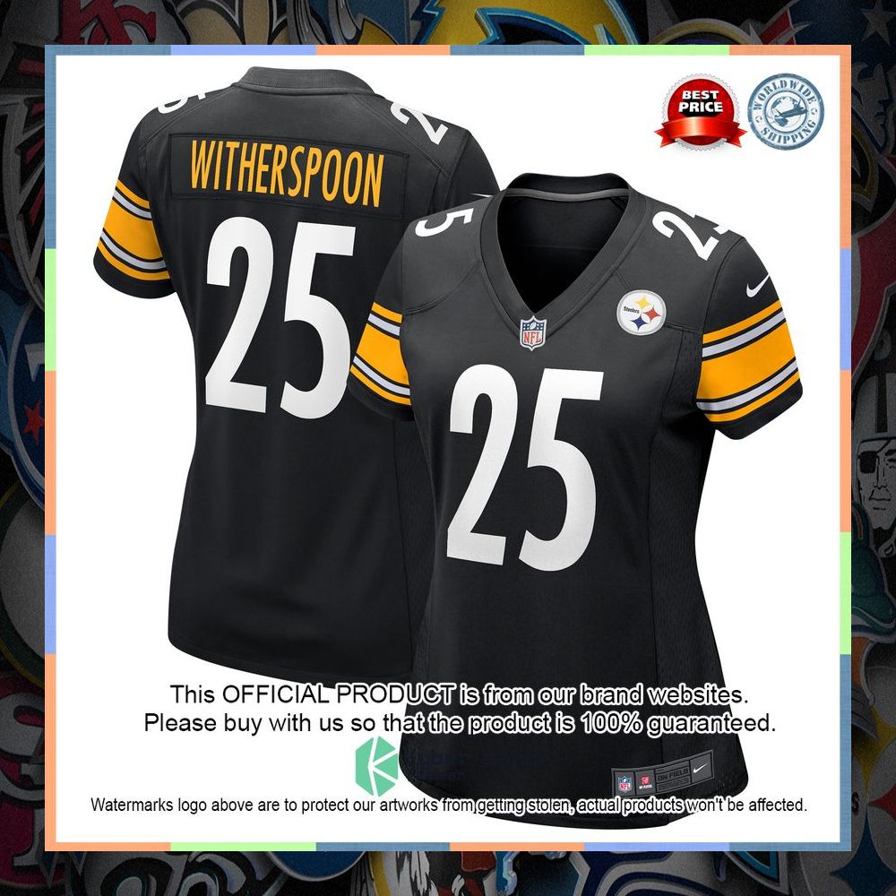 Ahkello Witherspoon Pittsburgh Steelers Women's Black Football Jersey 8 Ahkello Witherspoon Pittsburgh Steelers Women's Black Football Jersey word1