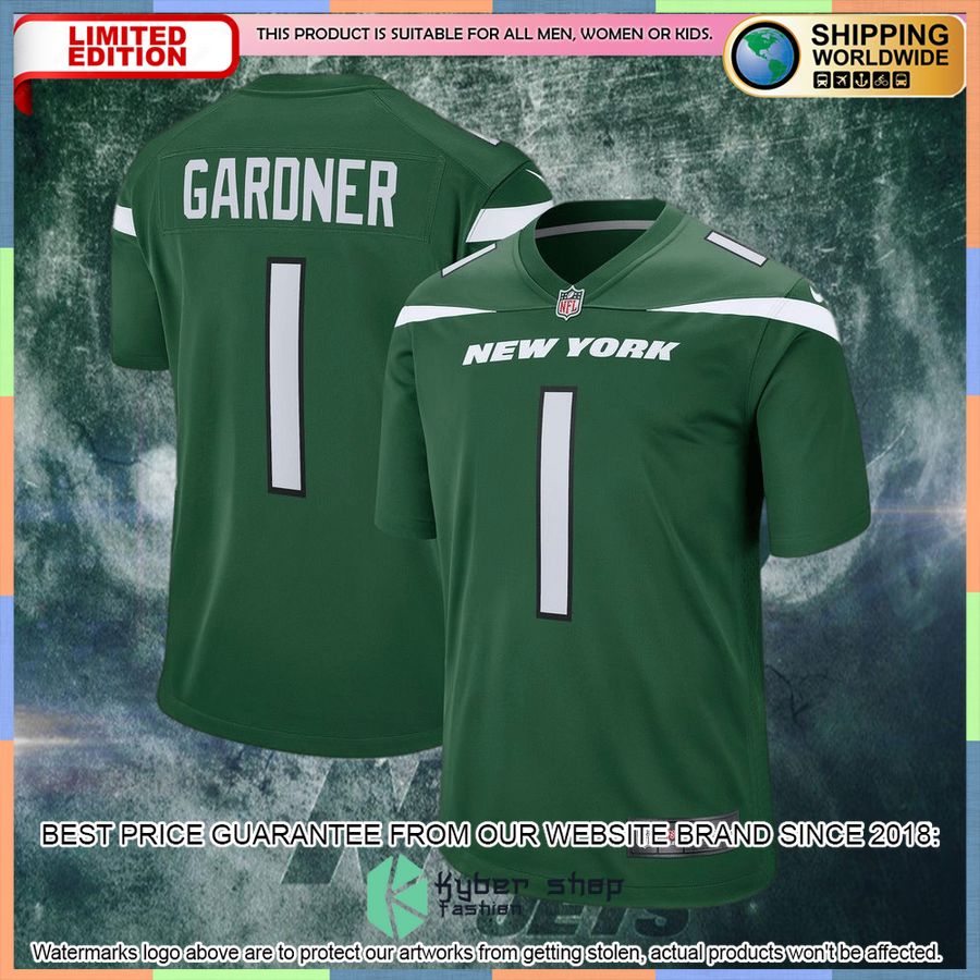 Ahmad Sauce Gardner New York Jets 2022 NFL Draft First Round Pick Gotham Green Football Jersey 4 Ahmad Sauce Gardner New York Jets 2022 NFL Draft First Round Pick Gotham Green Football Jersey word1