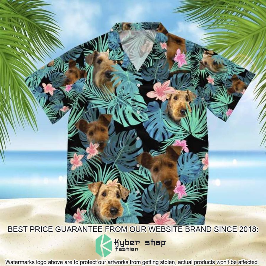 Airedale Terrier Summer Leaves Hawaiian Shirt word3