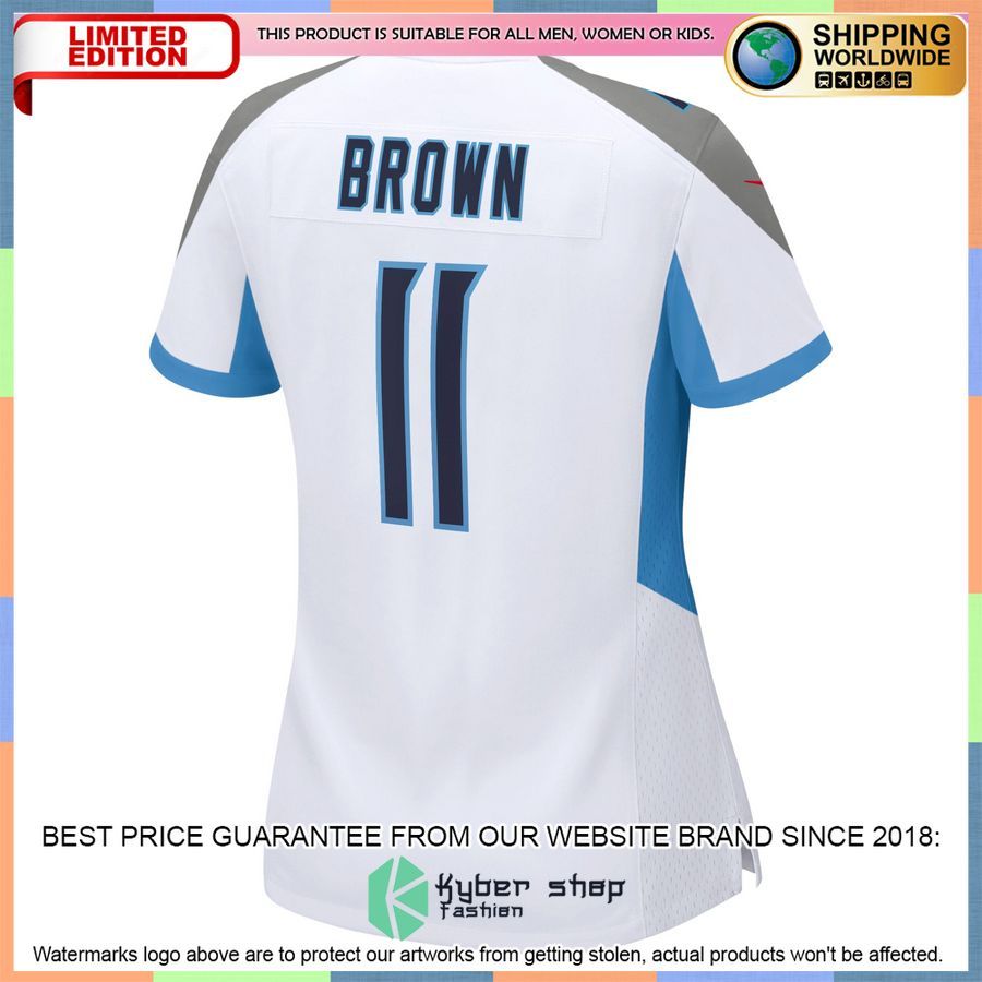 AJ Brown Tennessee Titans Women's White Football Jersey 3 AJ Brown Tennessee Titans Women's White Football Jersey word3