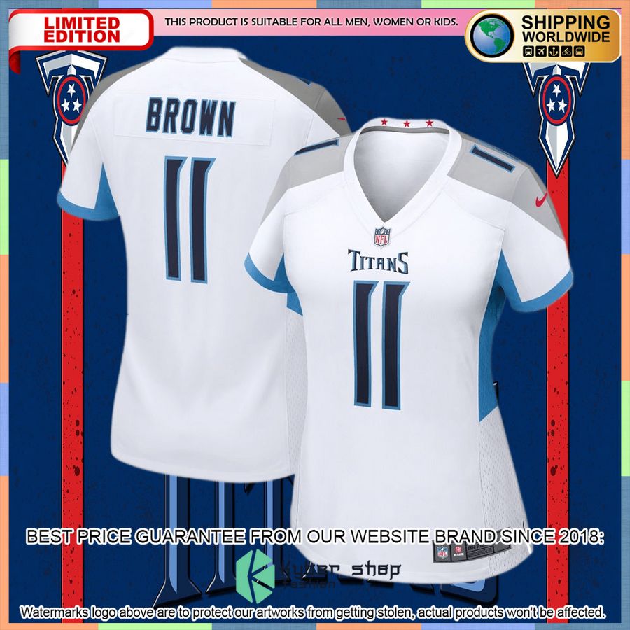AJ Brown Tennessee Titans Women's White Football Jersey 4 AJ Brown Tennessee Titans Women's White Football Jersey word3