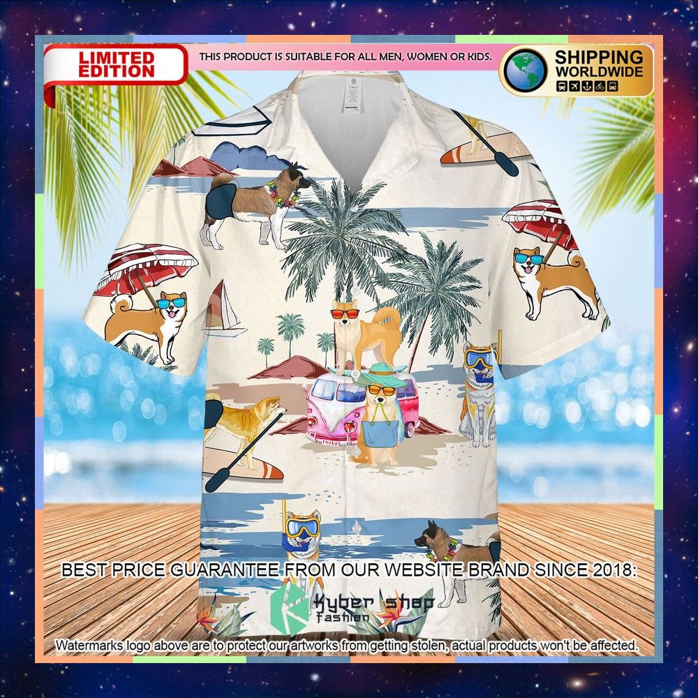 Akita Summer Beach Hawaiian Shirt 3 Akita Summer Beach Hawaiian Shirt word1