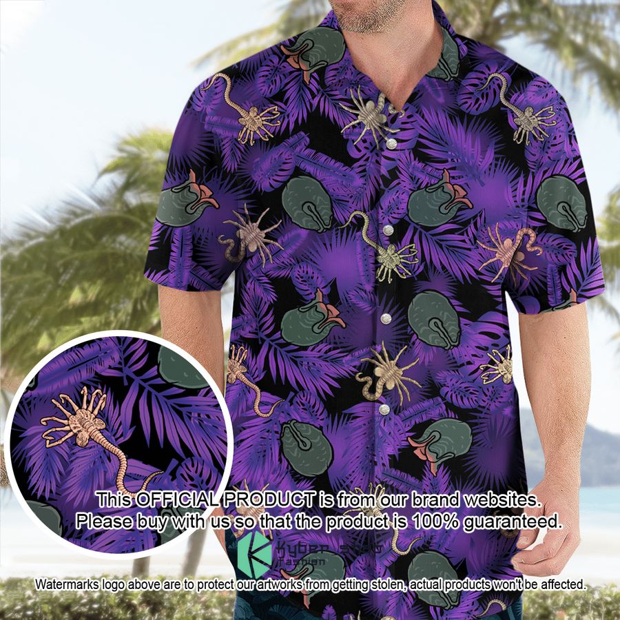 Alien Facehugger Ovomorph Hawaiian Shirt word2