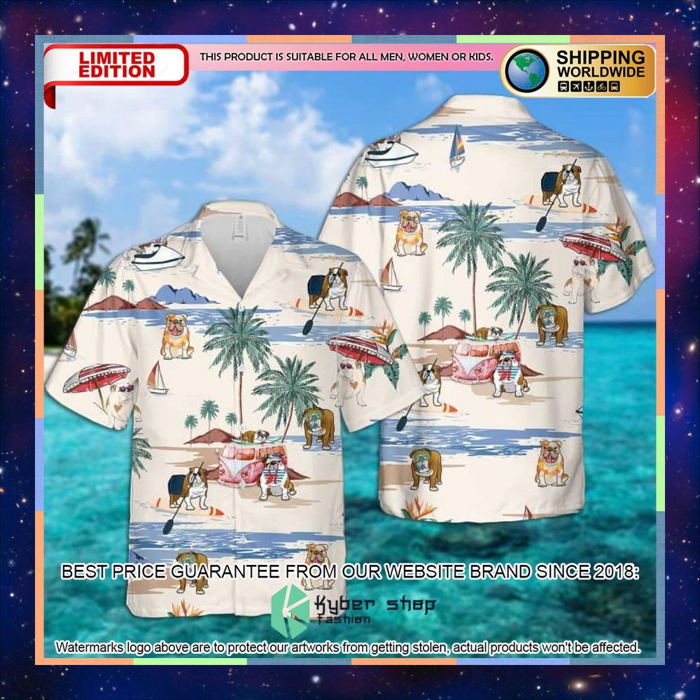 American Bulldog Summer Beach Hawaiian Shirt 3 American Bulldog Summer Beach Hawaiian Shirt word3