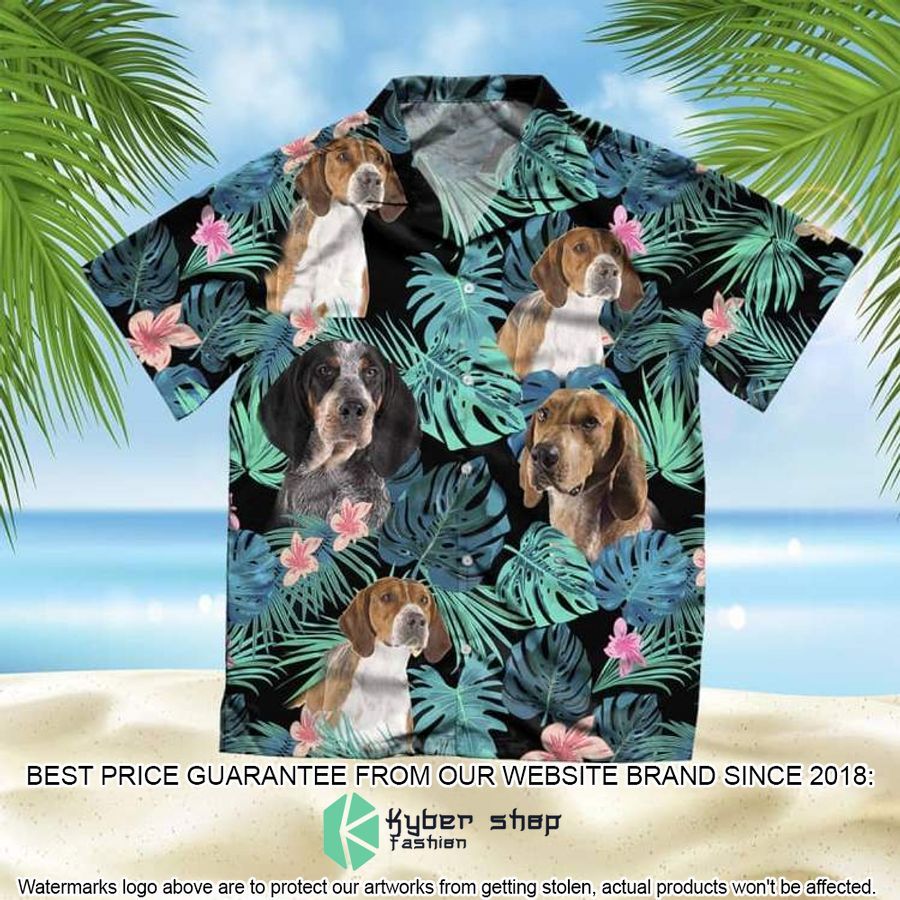 American English Coonhound Summer Leaves Hawaiian Shirt