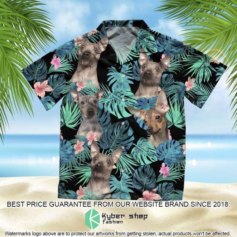 American Hairless Terrier Summer Leaves Hawaiian Shirt word2