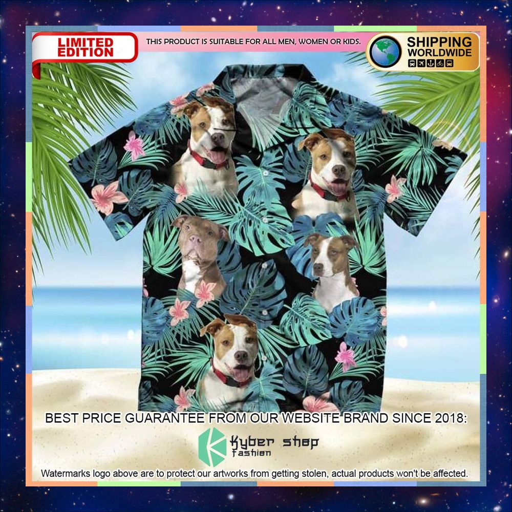 American Pit Bull Terrier Summer Leaves Hawaiian Shirt 3 American Pit Bull Terrier Summer Leaves Hawaiian Shirt word3