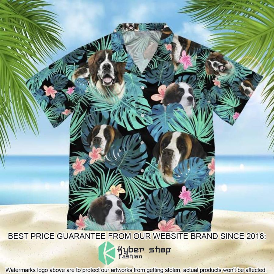 American St Bernard Summer Leaves Hawaiian Shirt