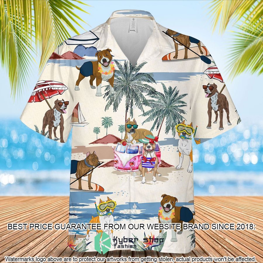 American Staffordshire Terrier Summer Beach Hawaiian Shirt