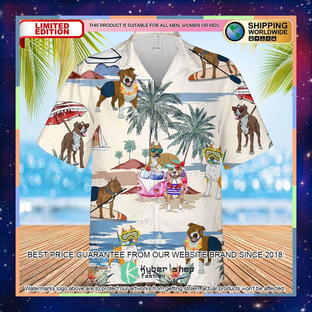 American Staffordshire Terrier Summer Beach Hawaiian Shirt 3 American Staffordshire Terrier Summer Beach Hawaiian Shirt word1