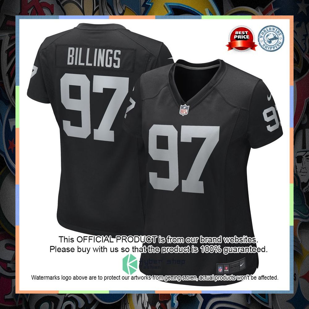 Andrew Billings Las Vegas Raiders Women's Black Football Jersey 5 Andrew Billings Las Vegas Raiders Women's Black Football Jersey word2