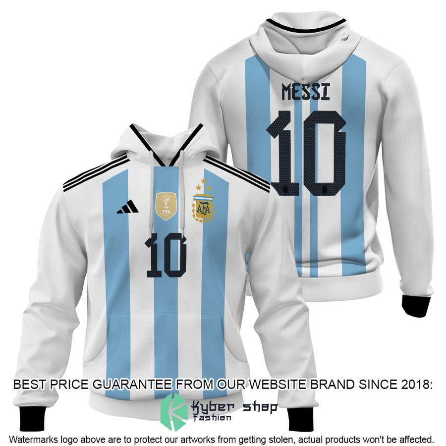 Argentina Messi 10 3 Stars Football Team 3D Hoodie, Shirt