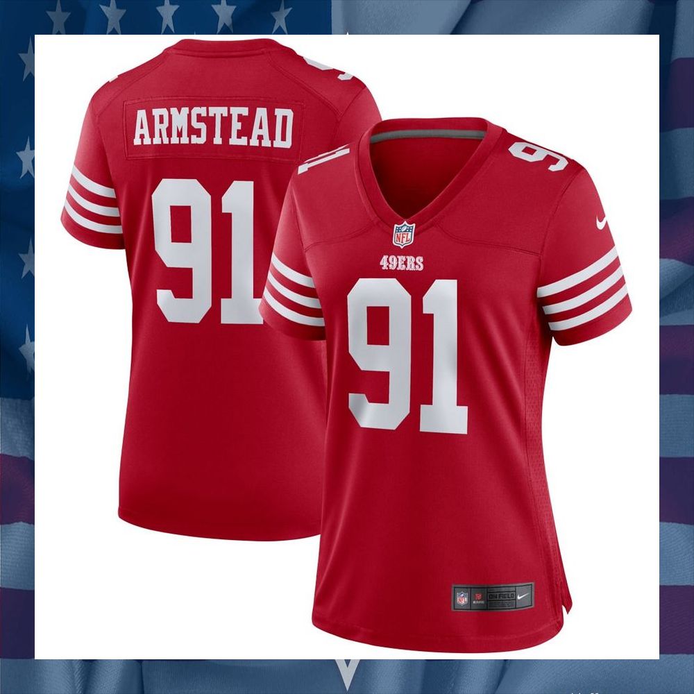 Arik Armstead San Francisco 49ers Women's Scarlet Football Jersey 8 Arik Armstead San Francisco 49ers Women's Scarlet Football Jersey word1