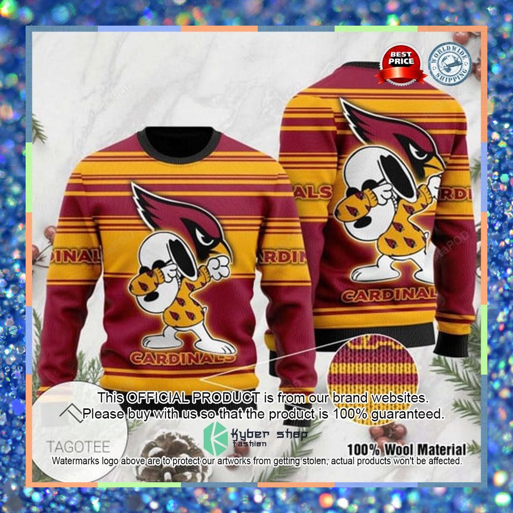 Arizona Cardinals Dabbing Snoopy Holiday Party Christmas Sweater 3 Arizona Cardinals Dabbing Snoopy Holiday Party Christmas Sweater word3