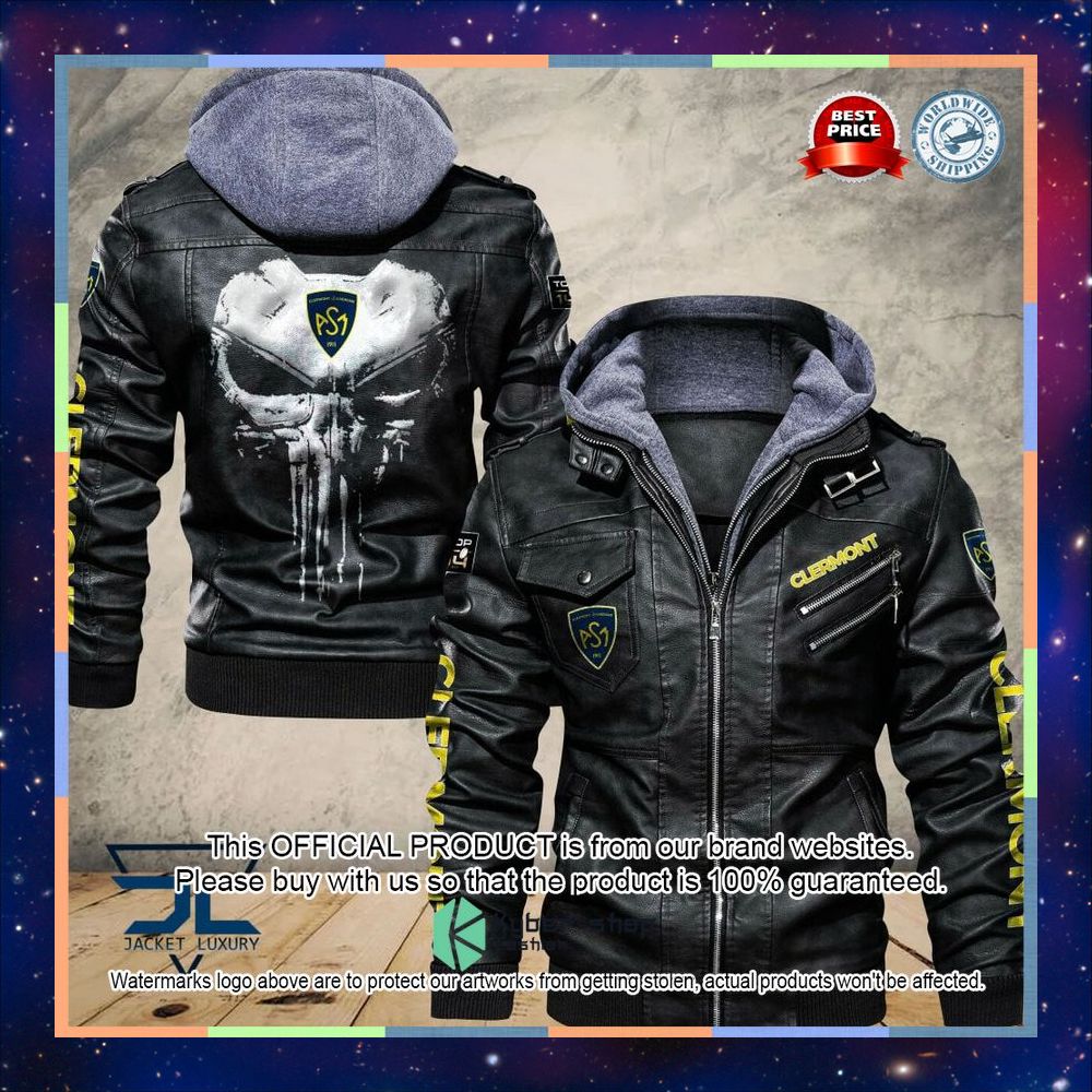 ASM Clermont Auvergne Punisher Skull Leather Jacket 3 ASM Clermont Auvergne Punisher Skull Leather Jacket word2