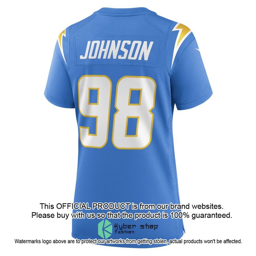 Austin Johnson Los Angeles Chargers Women's Powder Blue Football Jersey 3 Austin Johnson Los Angeles Chargers Women's Powder Blue Football Jersey word1