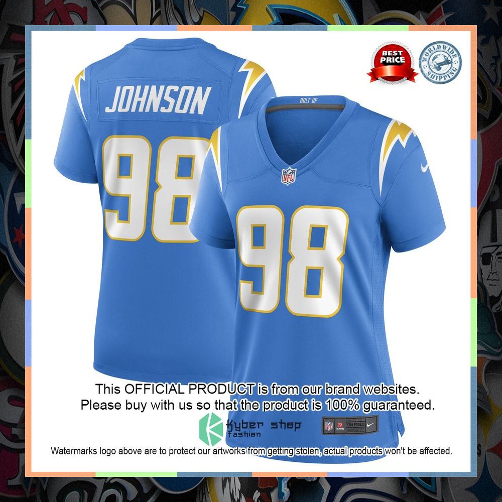 Austin Johnson Los Angeles Chargers Women's Powder Blue Football Jersey 8 Austin Johnson Los Angeles Chargers Women's Powder Blue Football Jersey word1