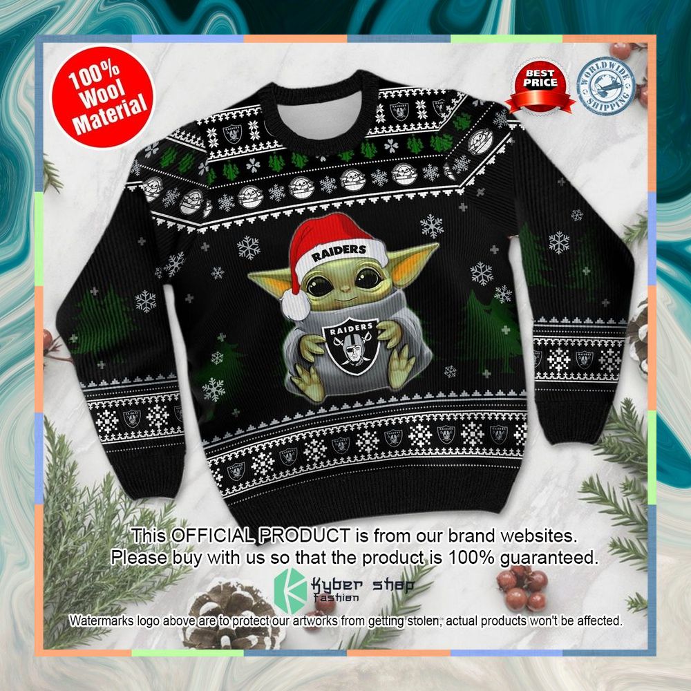 Baby Yoda love Oakland Raiders Holiday Xmas Party Christmas Sweater 7 Baby Yoda love Oakland Raiders Holiday Xmas Party Christmas Sweater word3