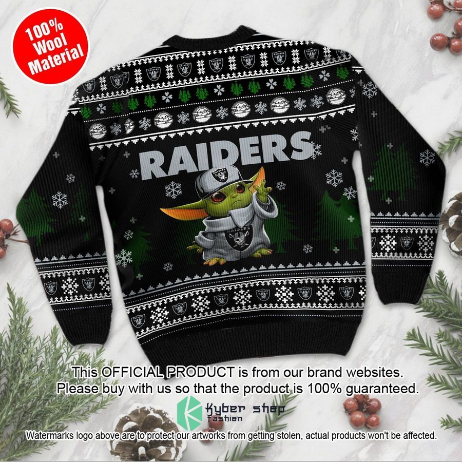 Baby Yoda love Oakland Raiders Holiday Xmas Party Christmas Sweater 3 Baby Yoda love Oakland Raiders Holiday Xmas Party Christmas Sweater word3