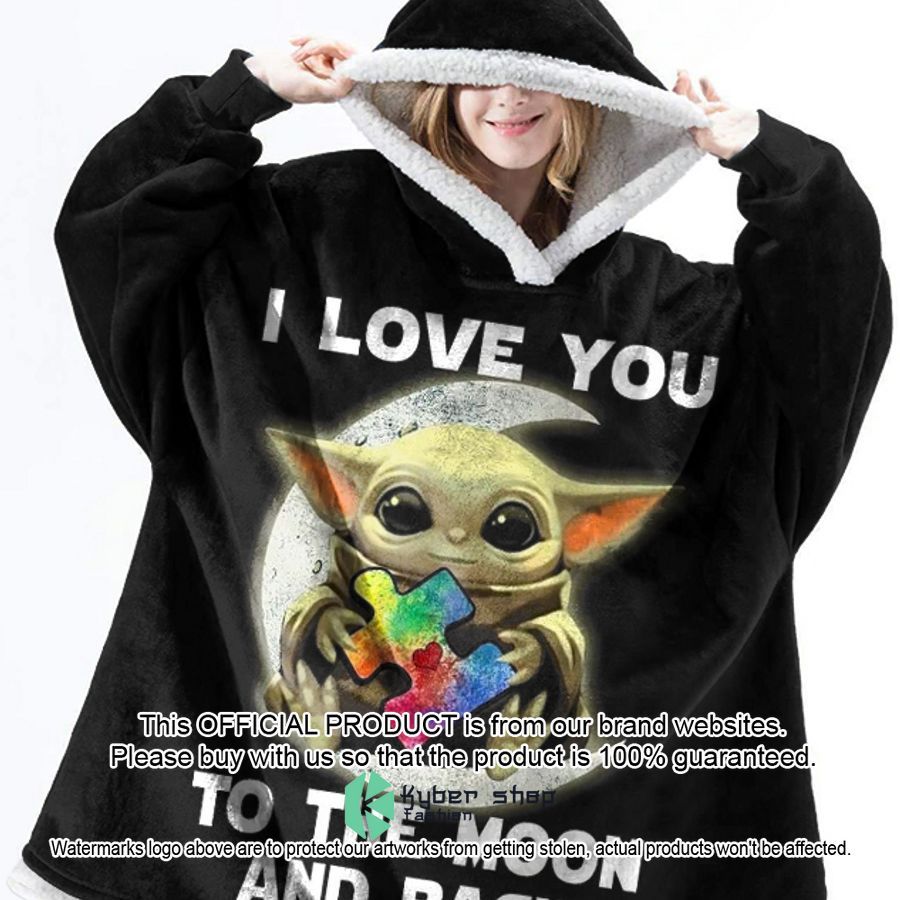 Baby Yoda Star Wars I love you to the moon and back Blanket Hoodie