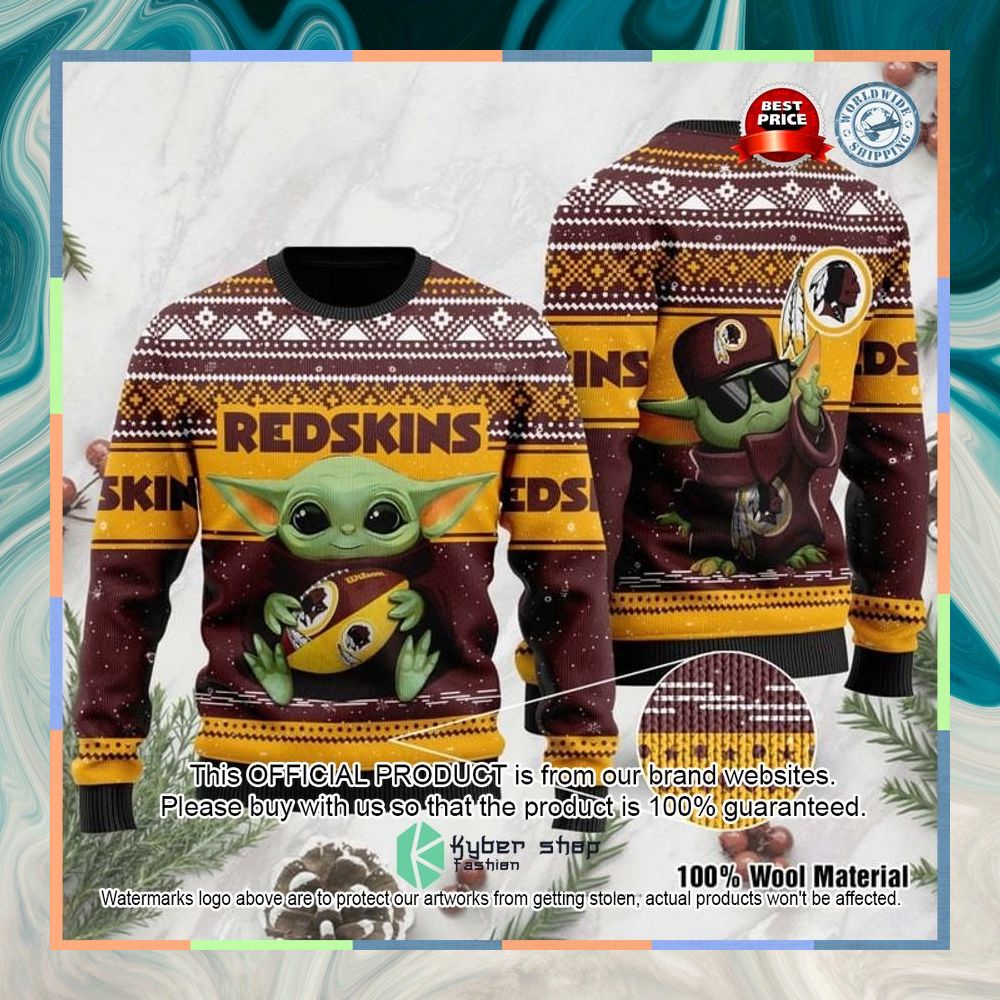 Baby Yoda Washington Redskins Christmas Sweater 4 Baby Yoda Washington Redskins Christmas Sweater word2