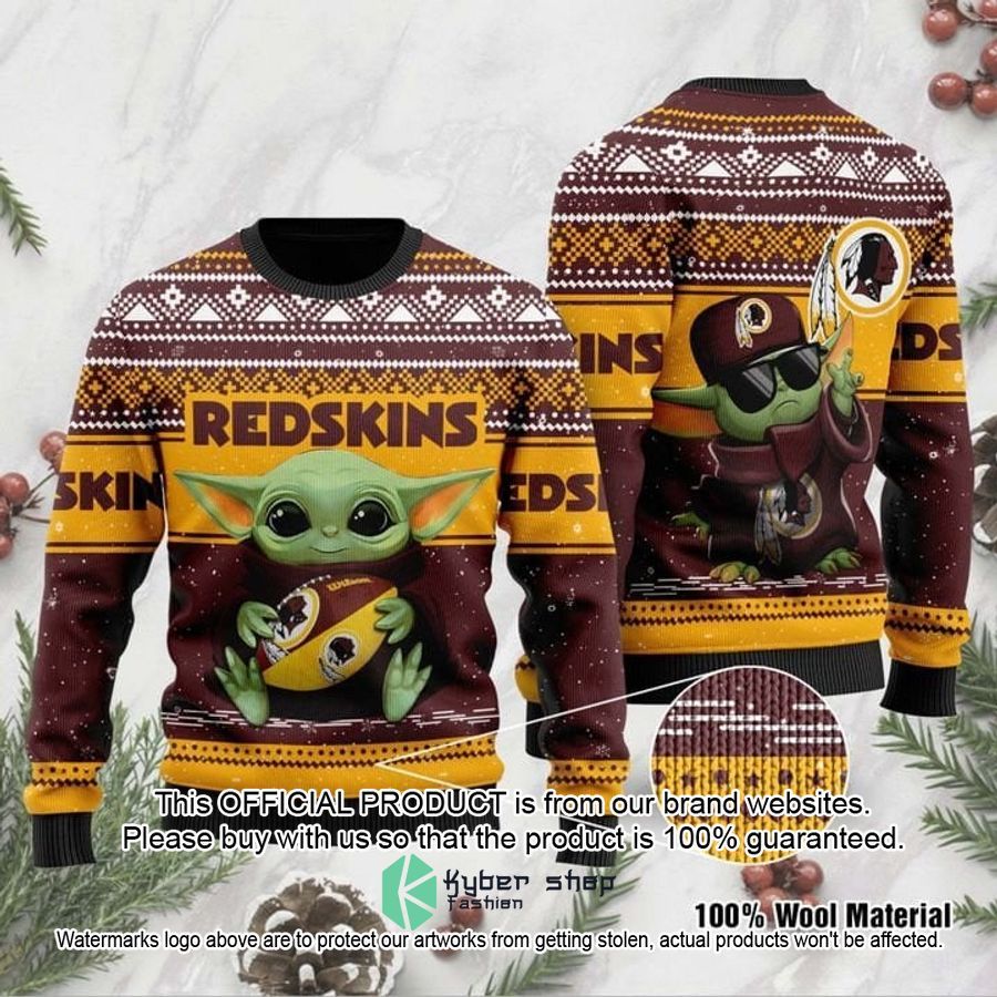 Baby Yoda Washington Redskins Christmas Sweater