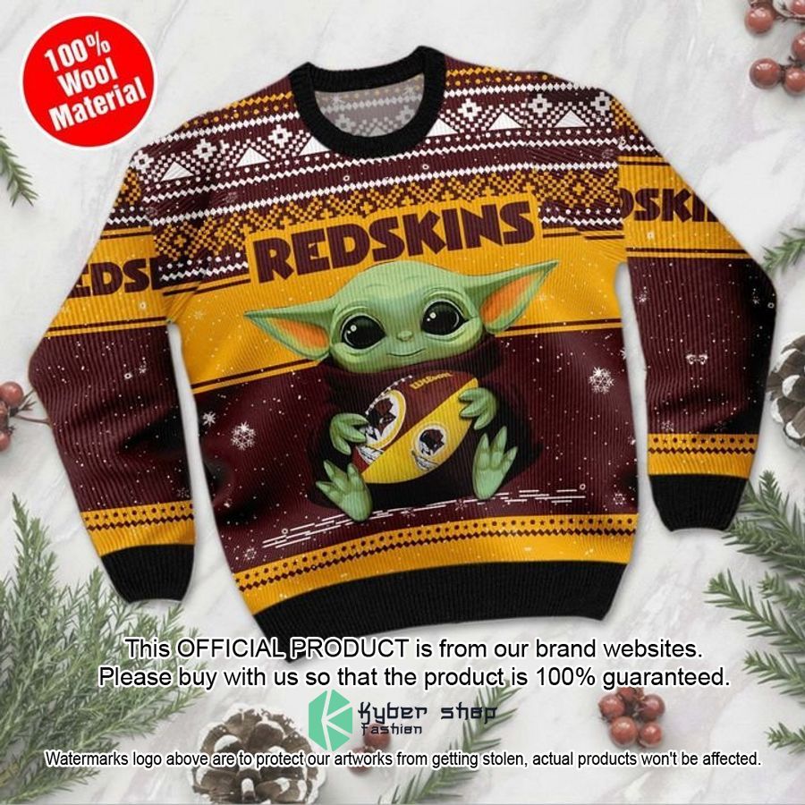 Baby Yoda Washington Redskins Christmas Sweater 3 Baby Yoda Washington Redskins Christmas Sweater word2