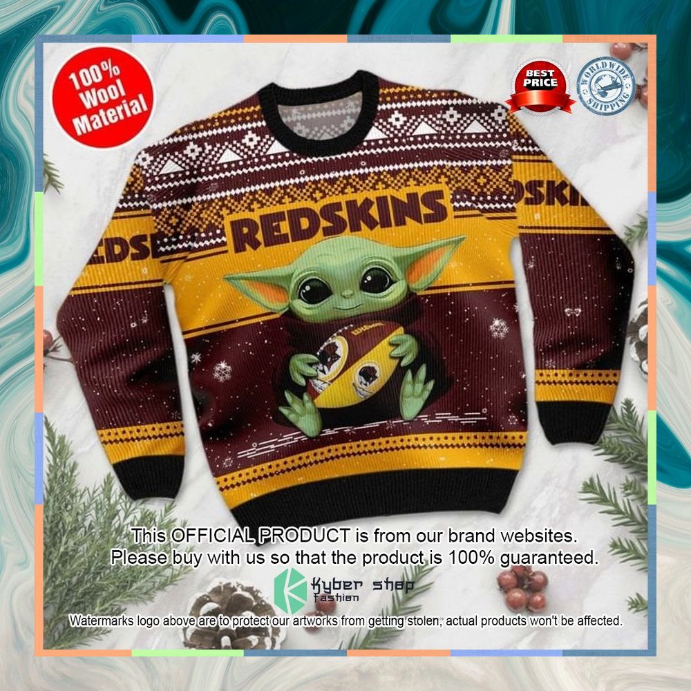 Baby Yoda Washington Redskins Christmas Sweater 6 Baby Yoda Washington Redskins Christmas Sweater word2