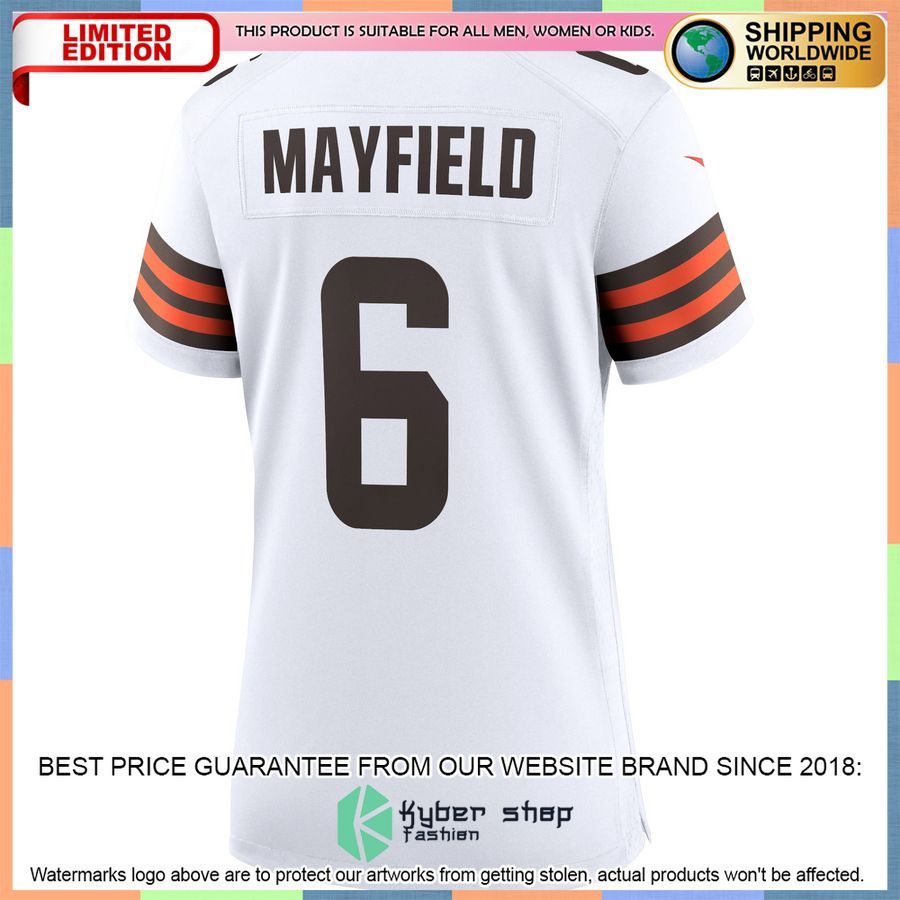 Baker Mayfield Cleveland Browns Women's White Football Jersey 3 Baker Mayfield Cleveland Browns Women's White Football Jersey word3