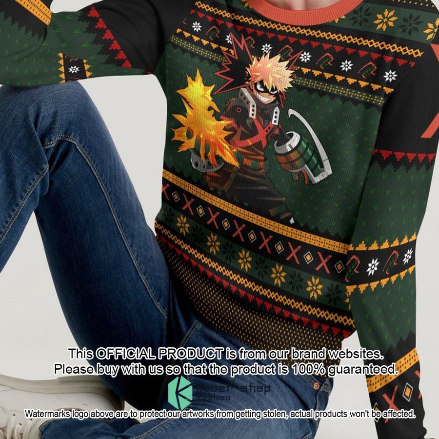 Bakugo Fire My Hero Academia Christmas Sweater word1