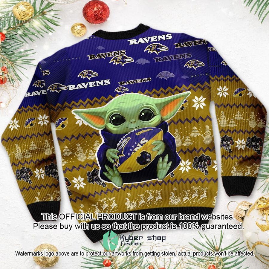 Baltimore Ravens Baby Yoda Christmas Sweater 4 Baltimore Ravens Baby Yoda Christmas Sweater word2