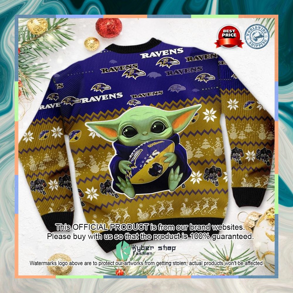 Baltimore Ravens Baby Yoda Christmas Sweater 8 Baltimore Ravens Baby Yoda Christmas Sweater word2