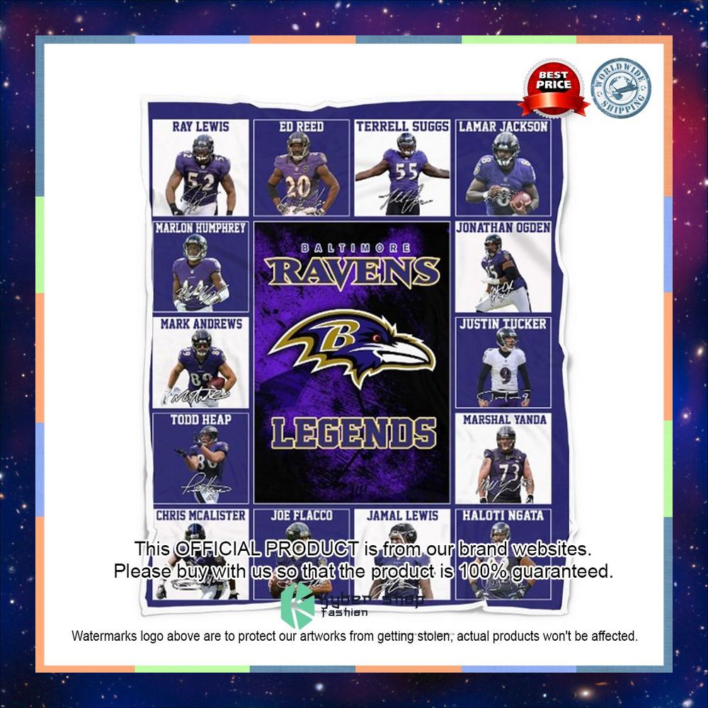 Baltimore Ravens Legends Players Fleece Blanket 6 Baltimore Ravens Legends Players Fleece Blanket word3