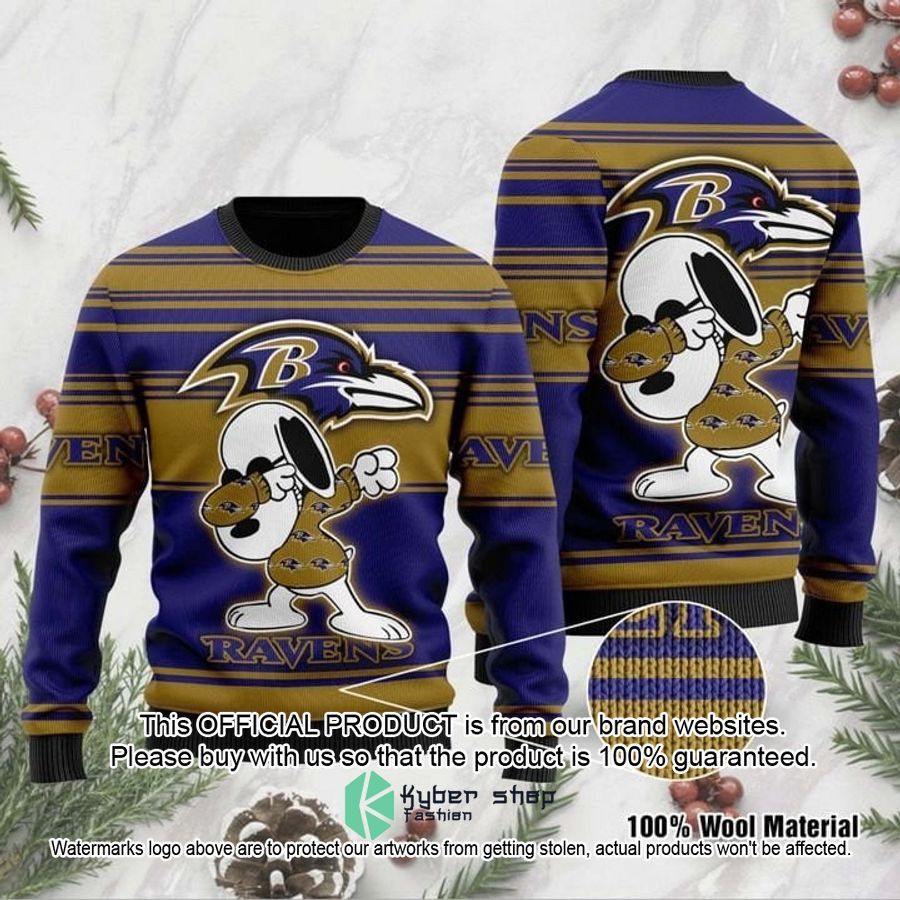 Baltimore Ravens Snoopy Dabbing Christmas Sweater