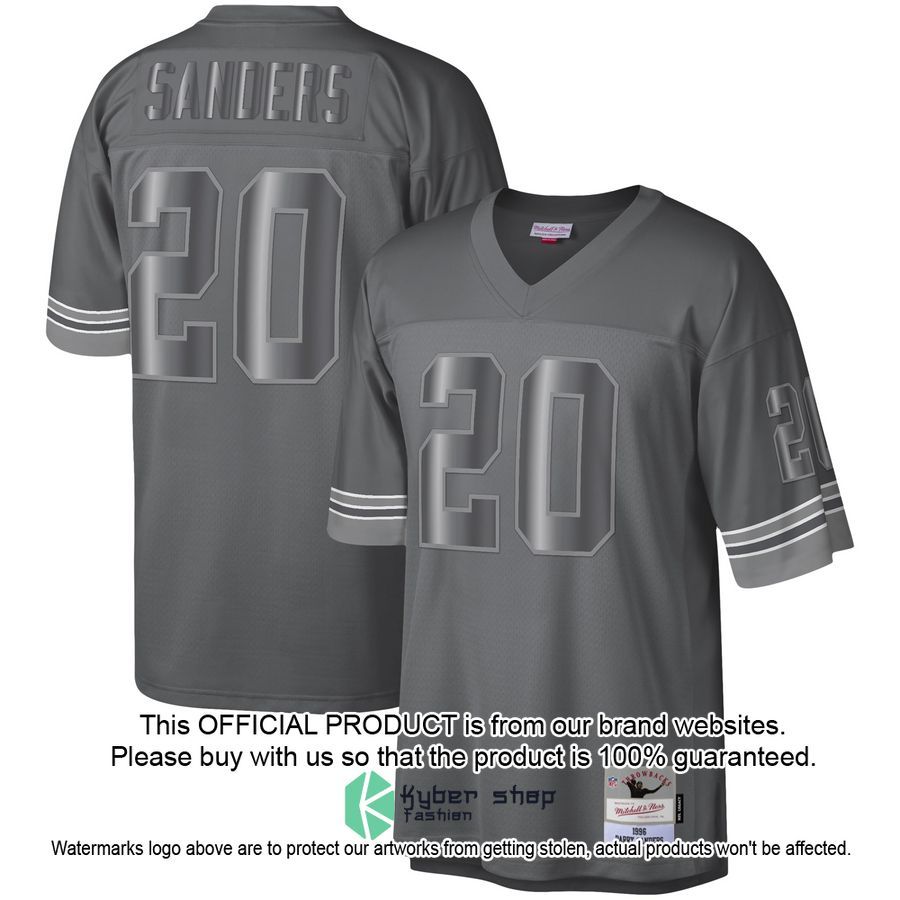 Barry Sanders Detroit Lions Mitchell & Ness 1996 Retired Metal Legacy Charcoal Football Jersey 4 Barry Sanders Detroit Lions Mitchell & Ness 1996 Retired Metal Legacy Charcoal Football Jersey word2