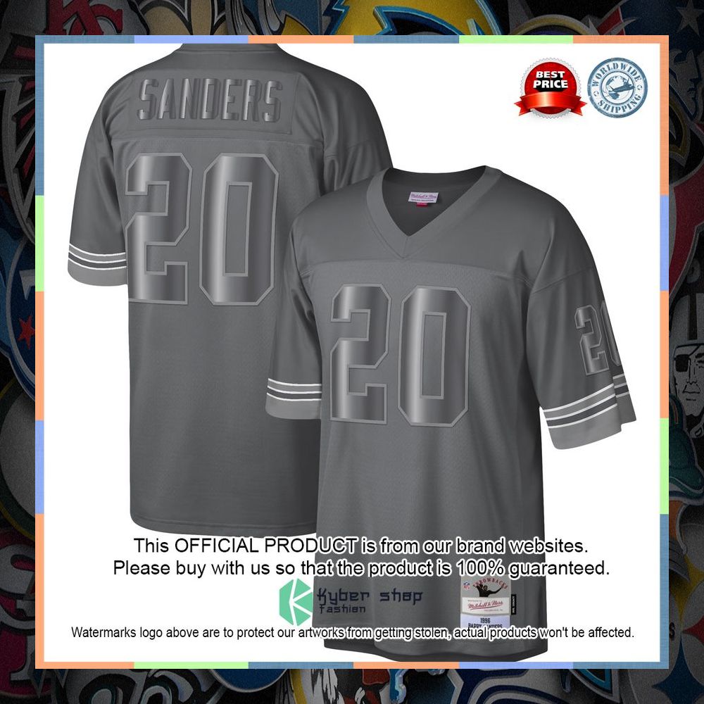Barry Sanders Detroit Lions Mitchell & Ness 1996 Retired Metal Legacy Charcoal Football Jersey 8 Barry Sanders Detroit Lions Mitchell & Ness 1996 Retired Metal Legacy Charcoal Football Jersey word2