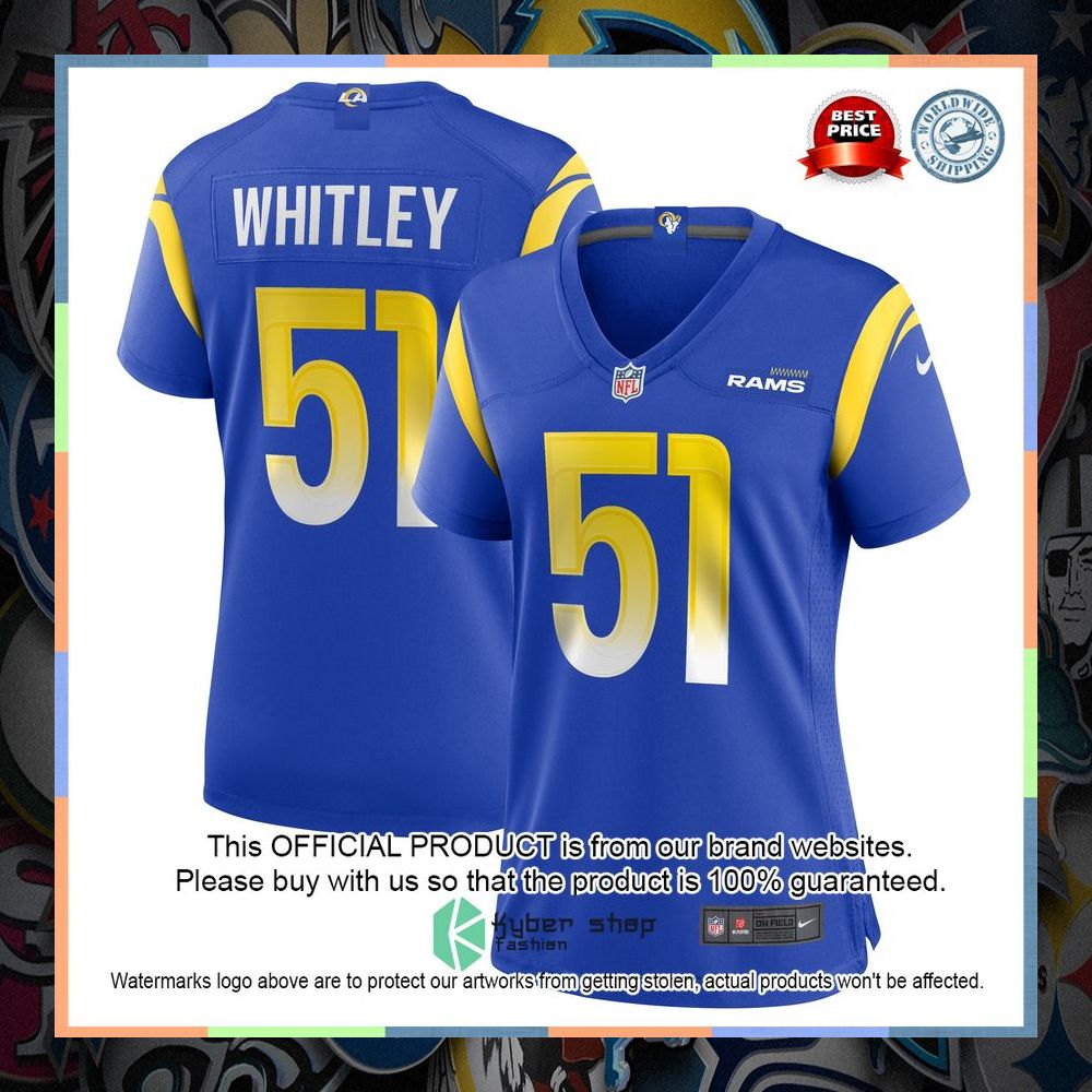 Benton Whitley Los Angeles Rams Women's Royal Football Jersey 5 Benton Whitley Los Angeles Rams Women's Royal Football Jersey word1