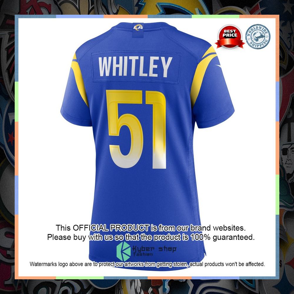 Benton Whitley Los Angeles Rams Women's Royal Football Jersey 7 Benton Whitley Los Angeles Rams Women's Royal Football Jersey word1