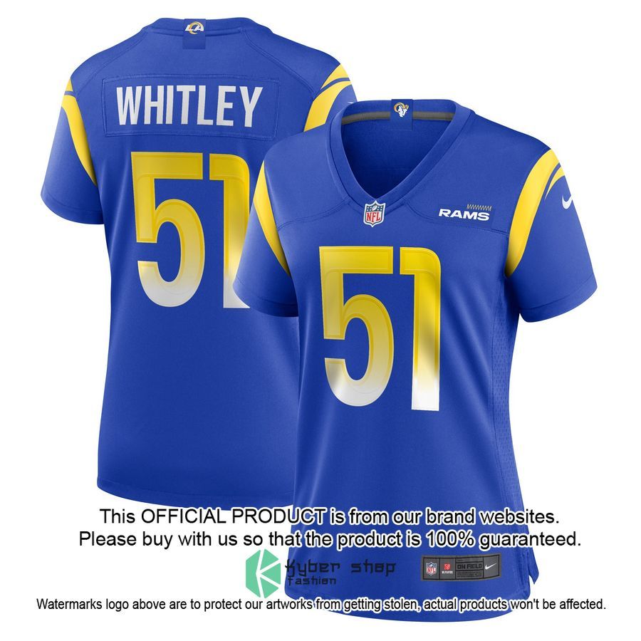 Benton Whitley Los Angeles Rams Women's Royal Football Jersey 4 Benton Whitley Los Angeles Rams Women's Royal Football Jersey word1