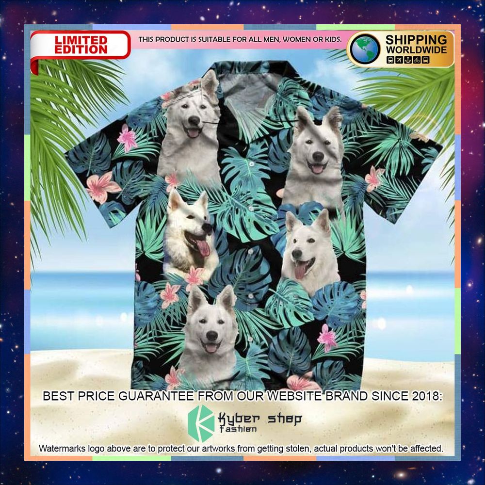 Berger Blanc Suisse Summer Leaves Hawaiian Shirt 3 Berger Blanc Suisse Summer Leaves Hawaiian Shirt word3