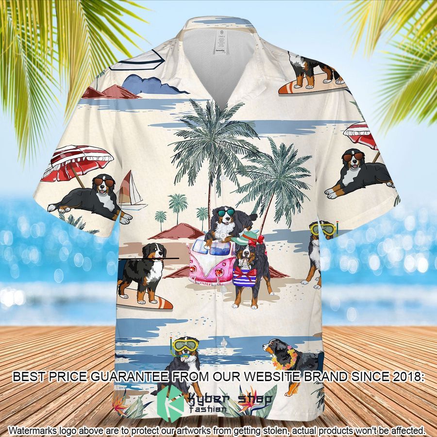 Bernese Mountain Summer Beach Hawaiian Shirt