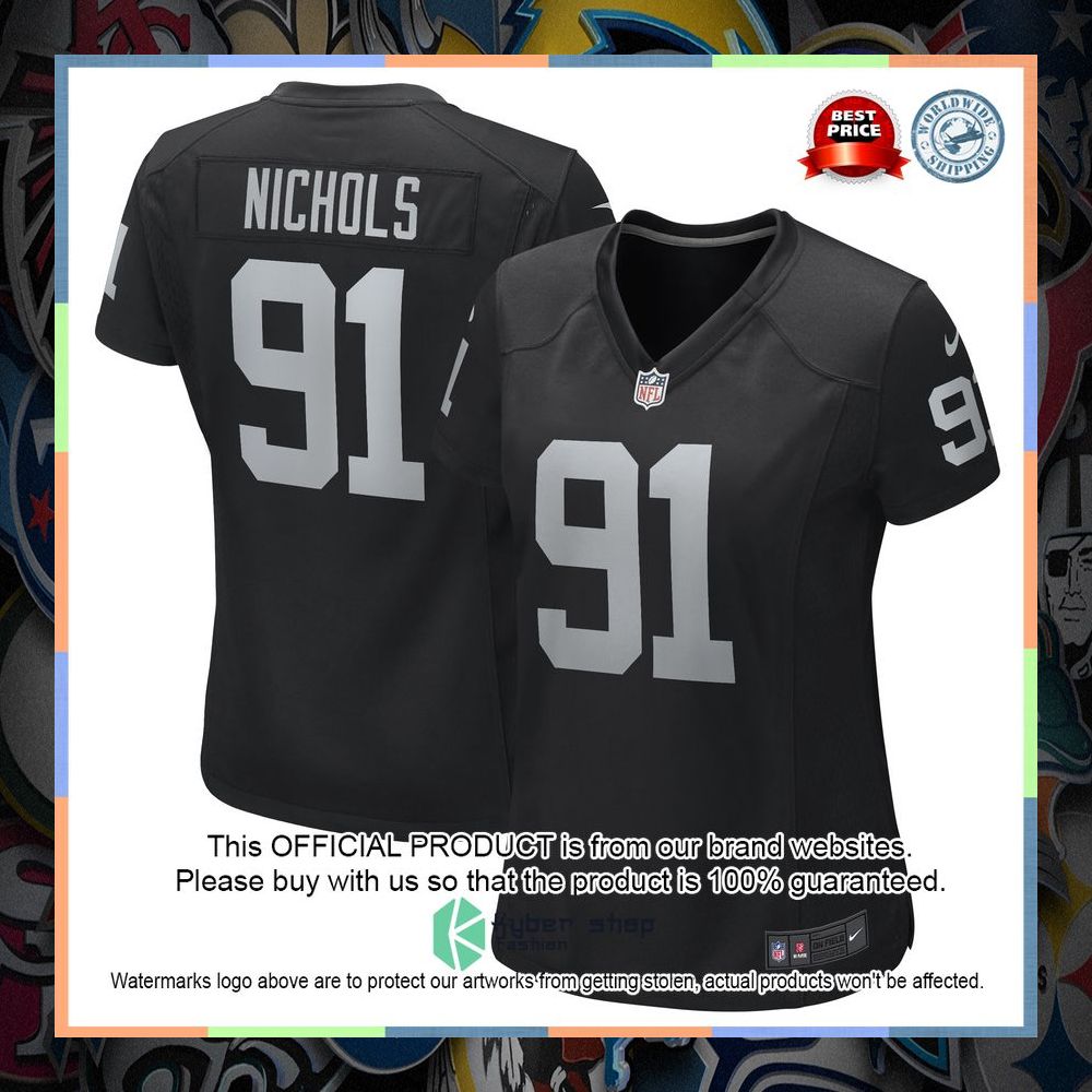 Bilal Nichols Las Vegas Raiders Women's Black Football Jersey 5 Bilal Nichols Las Vegas Raiders Women's Black Football Jersey word3