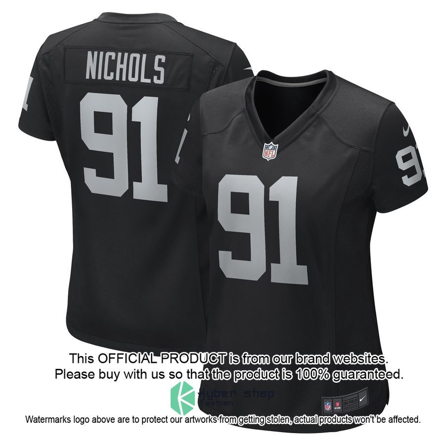 Bilal Nichols Las Vegas Raiders Women's Black Football Jersey 4 Bilal Nichols Las Vegas Raiders Women's Black Football Jersey word3