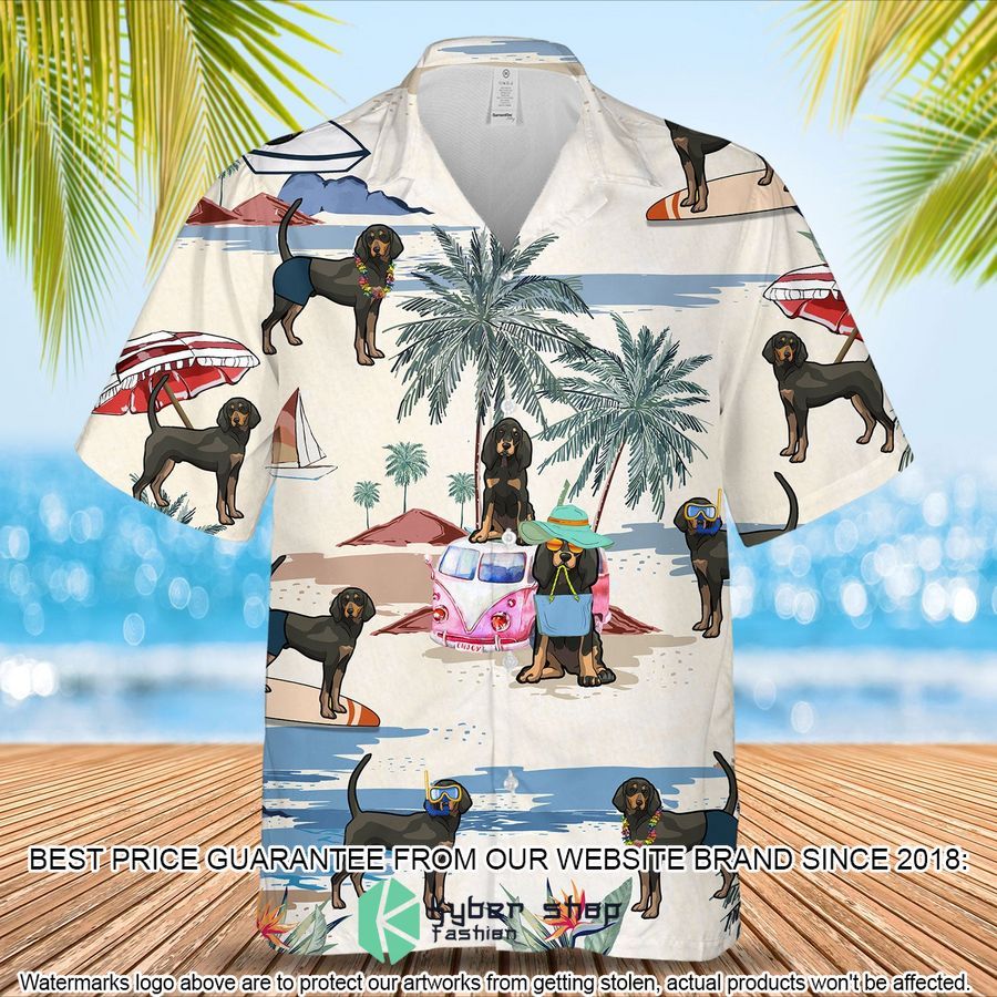 Black And Tan Coonhound Summer Beach Hawaiian Shirt